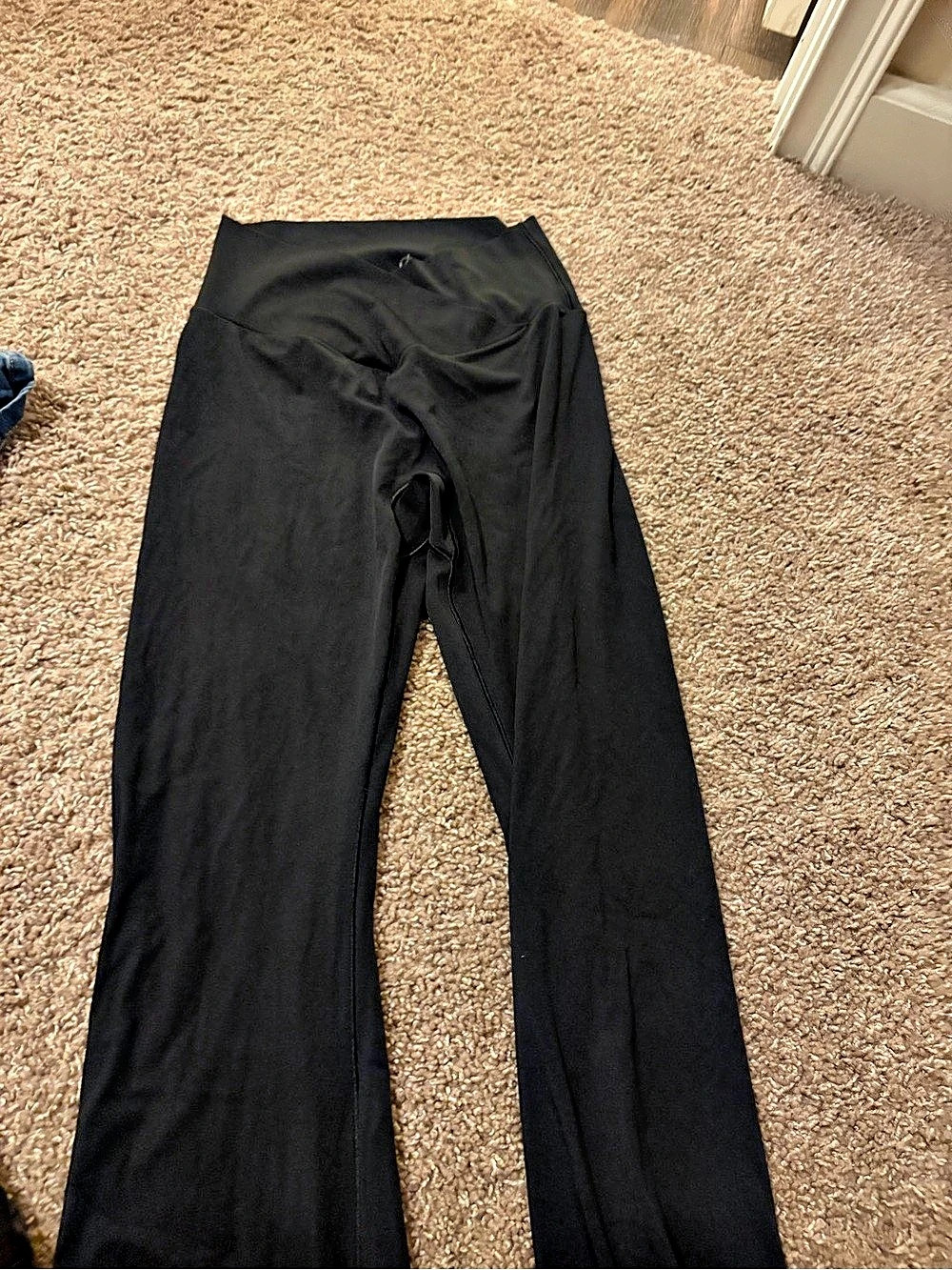Crossover Waist Flared Women's Black Leggings